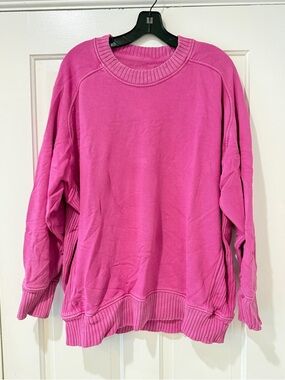 Aerie lounge oversized crewneck sweater sweatshirt top pink pullover top